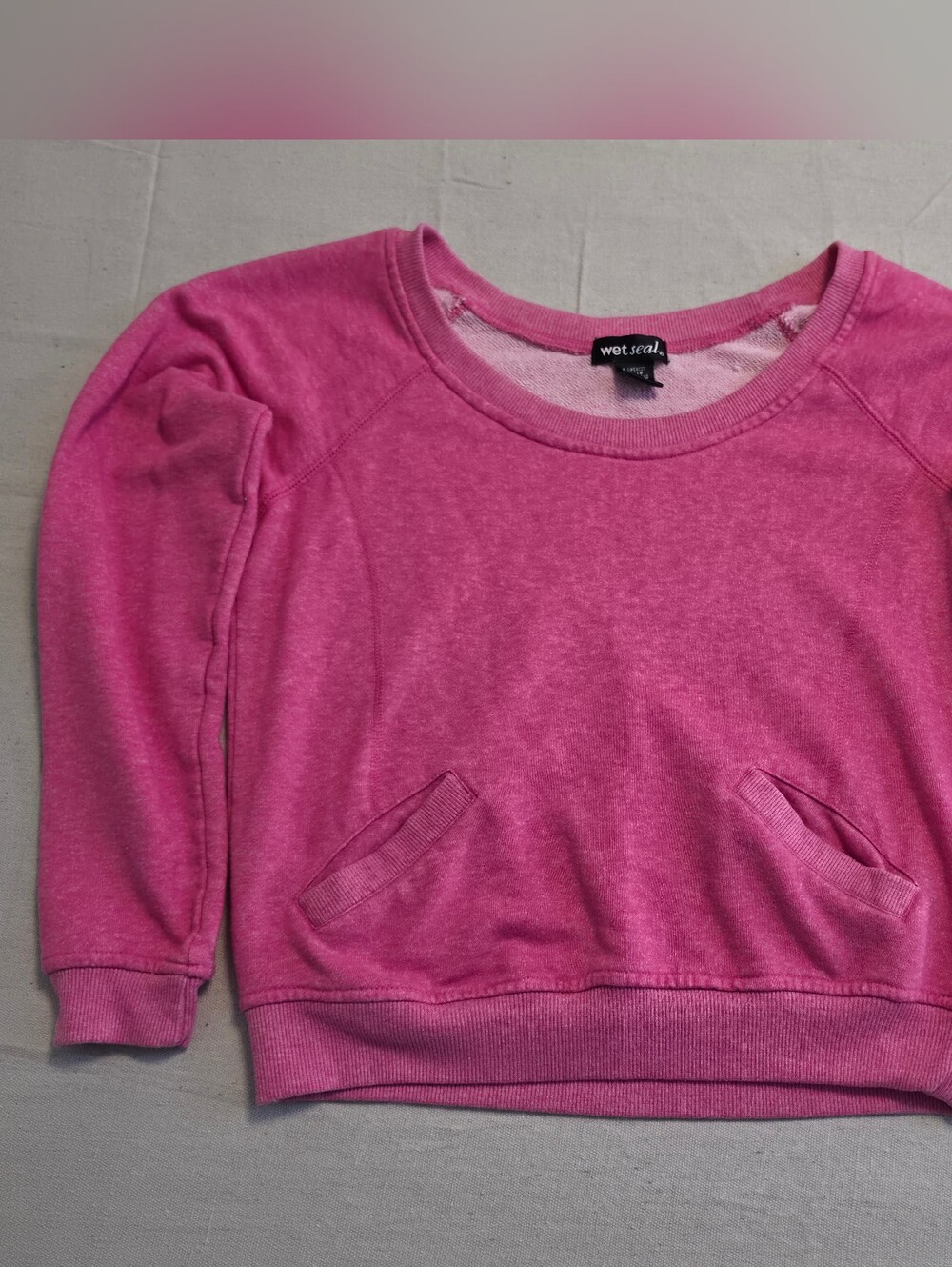 Wet Seal Sweatshirt Front Pockets Pink Women's Size L